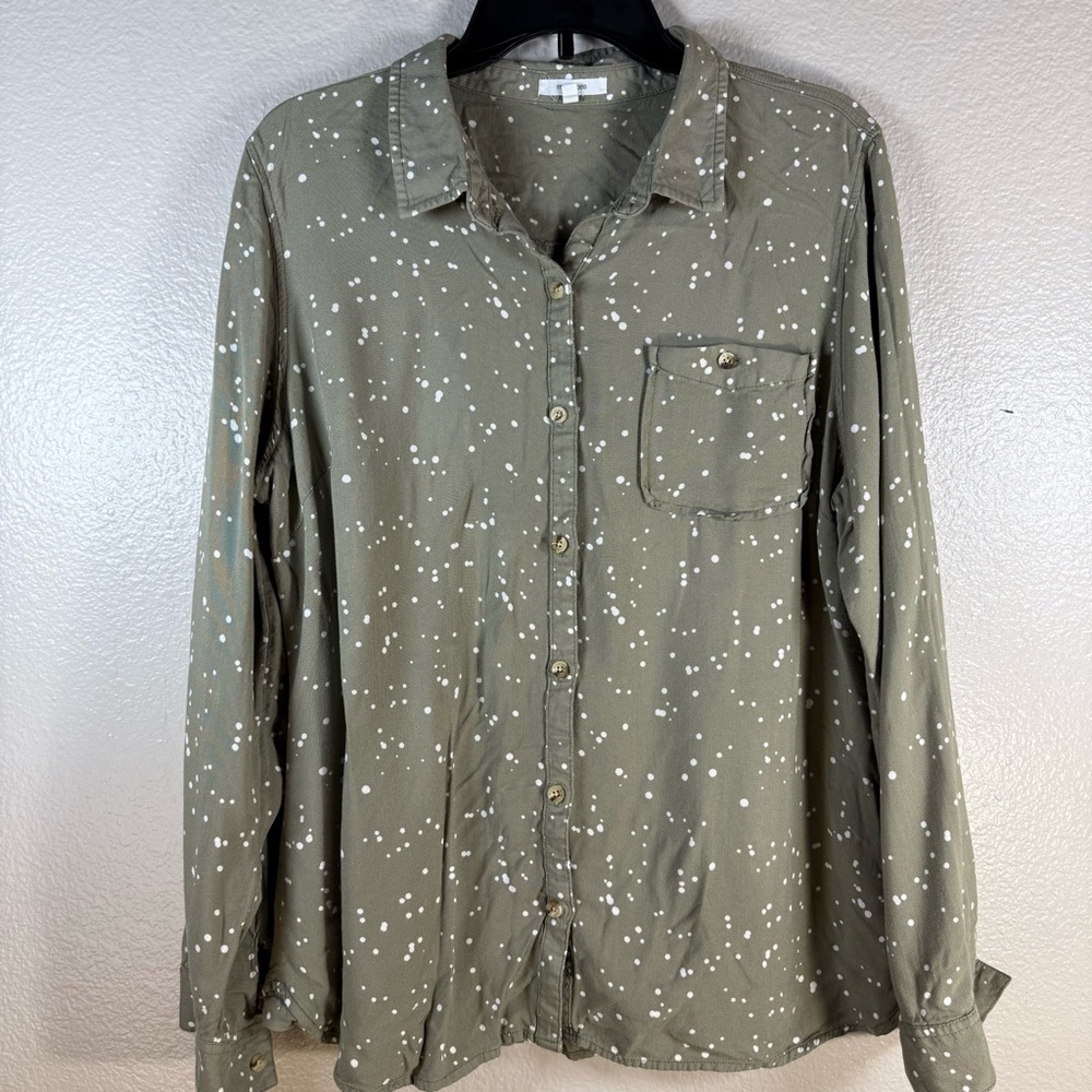 Maurices Olive Green Button Down Shirt Blouse